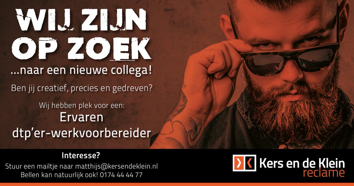 KersendeKlein's tweet photo. Wij zijn op zoek naar een nieuwe collega! #vacature #creatief #ervaren #dtper #werkvoorbereider #grafischontwerper #delenissuper !! https://t.co/Uxz7q9qLAh
