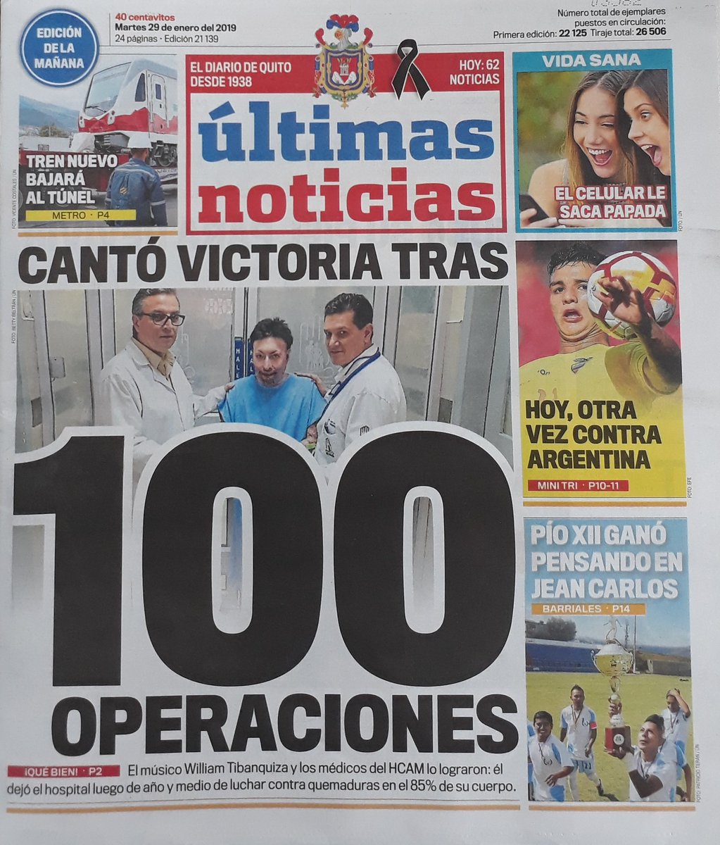 IESS_YoTeGuio's tweet photo. 📰 En la emotiva nota de @UNQuito, conoce la historia de William T., paciente del #HCAM, quien recibió tratamiento en la Unidad de Quemados, para curar las lesiones que afectaron el 85% de su cuerpo. Los detalles aquí 👇😇 https://t.co/EtOo90ZgP1 #TuSaludNuestraPrioridad @IESSec https://t.co/B6mIvVIPn8