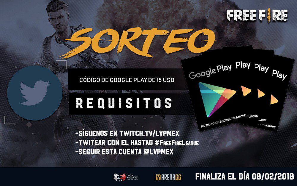 lvplolnorte's tweet photo. 🗣️ SORTEO 2🔪
¡Hola sobrevivientes de FreeFire!
Sí nos siguen en https://t.co/mPpGmtT950📺
Twiteas con el hashtag #FreeFireLeague y sigues a @lvpmex,  entras en el sorteo por una tarjeta de Google Play de 15$usd, el sorteo se entregará el viernes 8 de febrero. ¡Suerte! 🔪
Dar RT. https://t.co/LirchP56UH