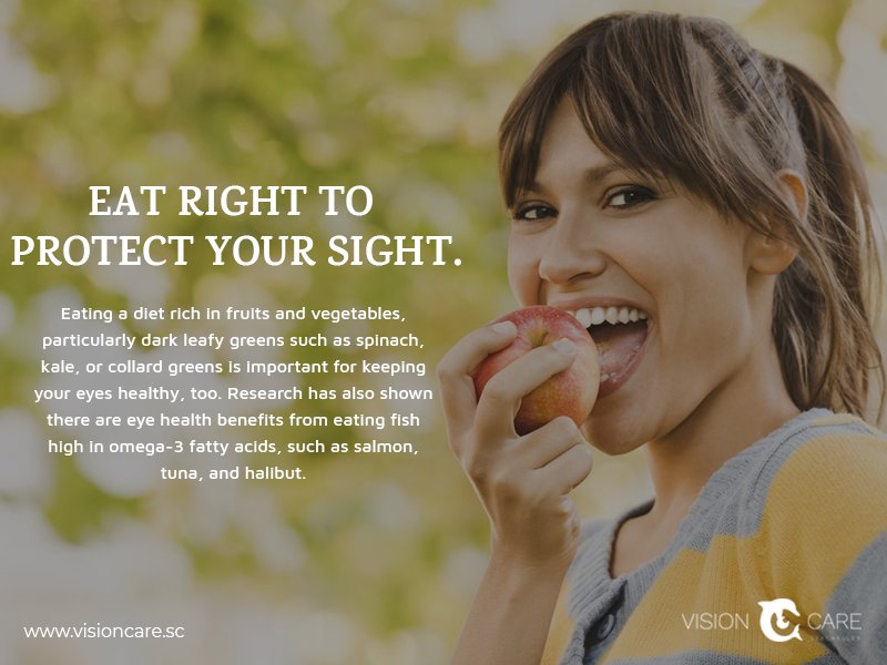 Eat right to protect your sight. Eating a diet rich in fruits and vegetables, particularly dark leafy greens such as spinach, kale, or collard greens is important for keeping your eyes healthy, too.

#foodforeyes #protectyoursight #eathealthy #eyecare #visioncareseychelles
