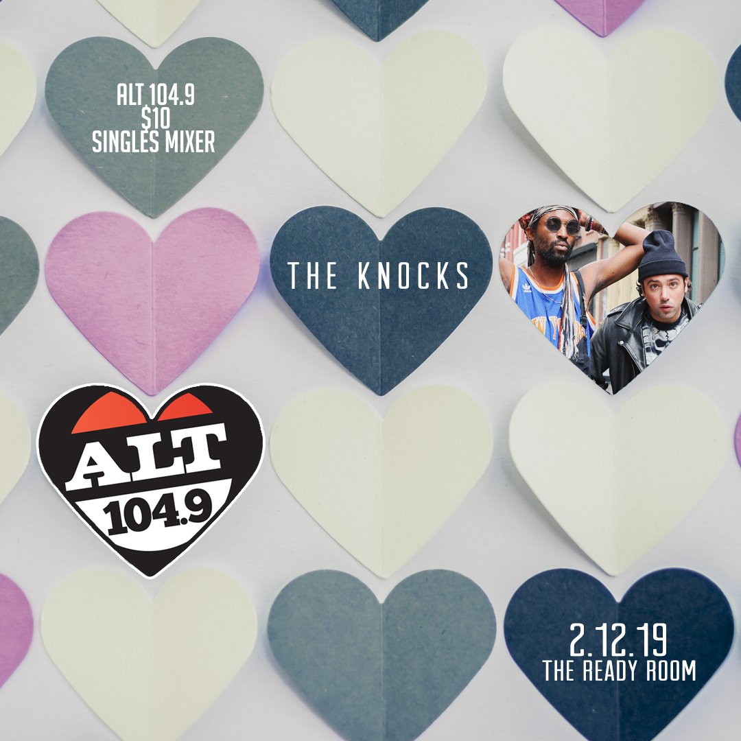 Looking for something to do Valentine's Day ever? @alt1049fm are presenting a $10 Singles Mixer with <a href="/theknocks/">The Knocks</a>. On sale now: eventbrite.com/e/alt-1049-10-…