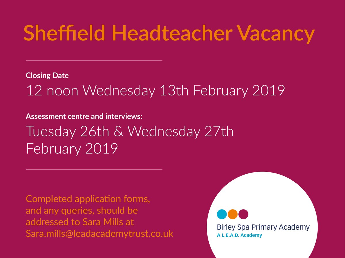 DianaOwenLEAD's tweet photo. We are looking to appoint a dynamic and inspirational Headteacher with senior leadership experience to drive @birleyspalead onto the next stage of its journey. https://t.co/syLJnKx3hk