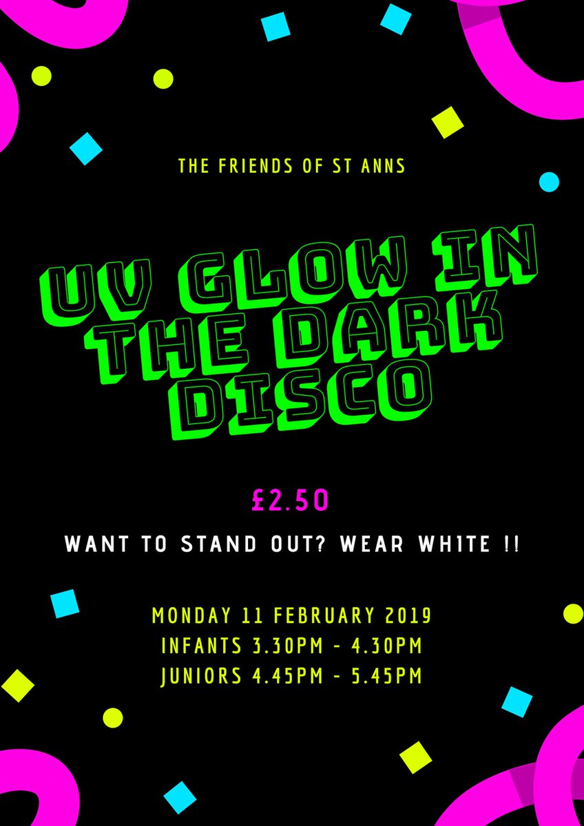 Get your glow sticks ready for the all new UV disco on Monday 11th Feb 🕺💃💜🧡💛💚💙