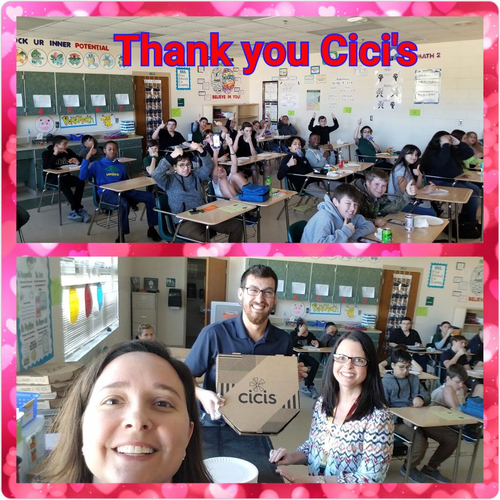 SMT PIZZA PARTY.  Ss celebrate learning gains. Thank you Orange City Cicis #youcantdodgemath #7thgradegoals <a href="/RSMSGATORS/">River Springs MS</a> <a href="/jmoteacher/">Jennifer Mohr</a> <a href="/trae_weiss/">Trae Weiss</a> <a href="/sjgotlib/">Stacy J Gotlib</a>