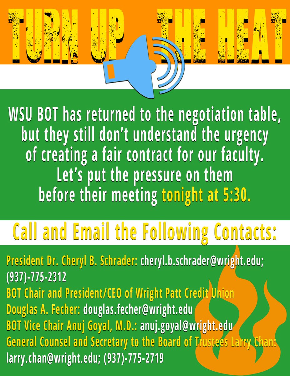 sff_wrightfight's tweet photo. We created an calling and email campaign. If you plan to email Doug Fecher, use your personal email, as we heard he is blocking WSU emails.

#Fighting4Wright #Studentsforfaculty https://t.co/52lXjLNeFA