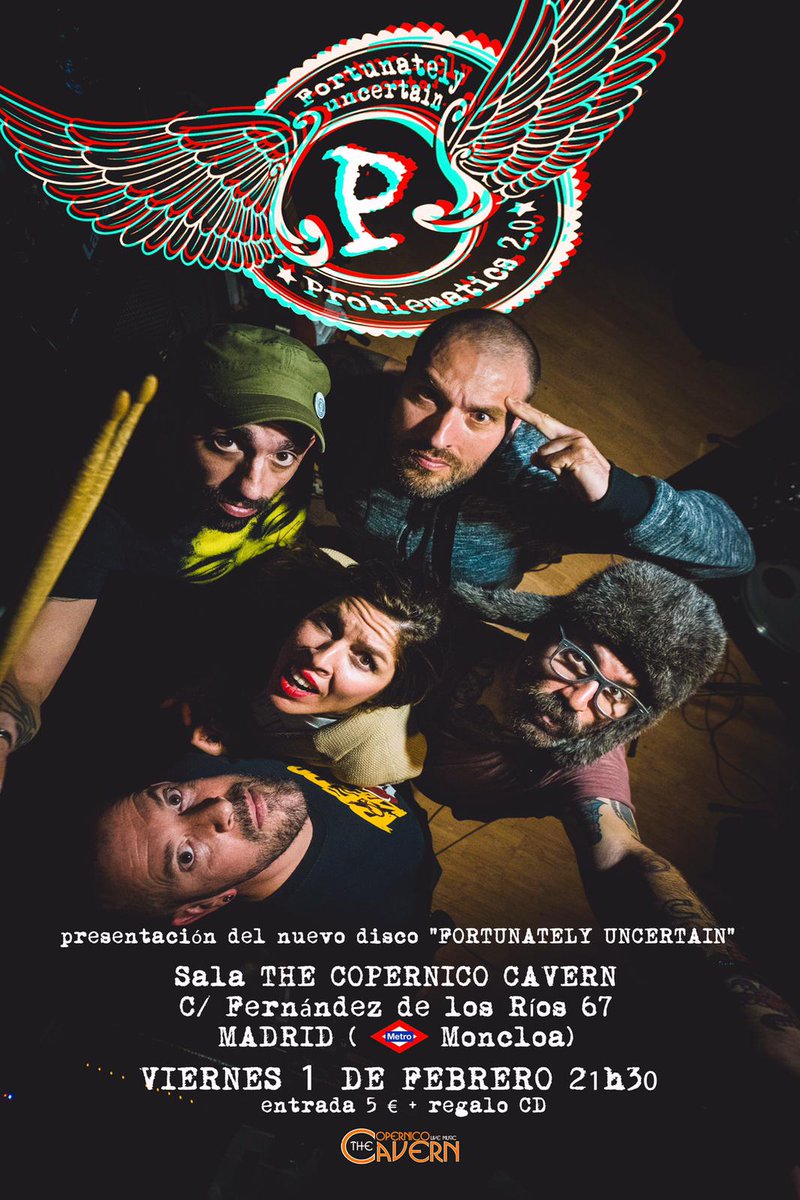 ProblematicsR's tweet photo. Os recordamos la cita Problemática, este viernes en la sala Copernico, Madrid, a las 21:30. Bailaremos a ritmo Problemático presentando nuestro segundo álbum "Fortunately Uncertain"
Llenemos la sala, que no se diga!
Entrada 5€ + CD de regalo
#GoProblematics #fortunatelyUncertain https://t.co/awt78ZWzBT