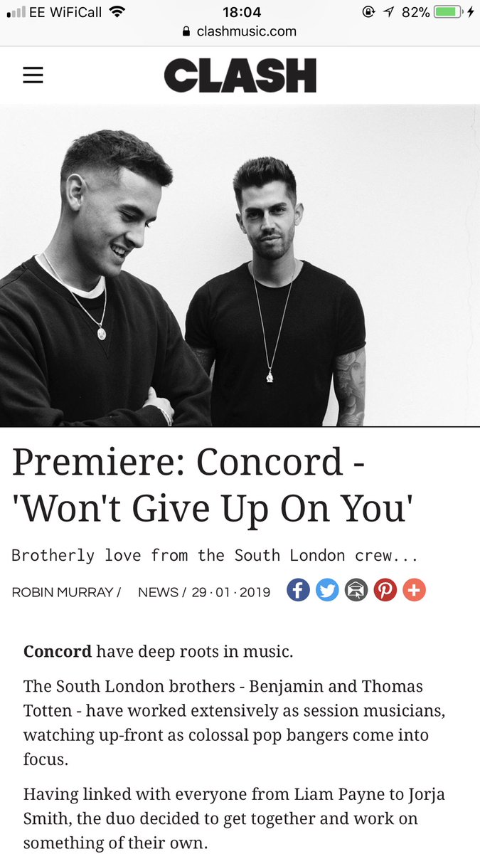 _ConcordMusic's tweet photo. We’re absolutely stoked to be premiering our next single “Won’t Give Up On You” at @ClashMagazine right now. Head there to catch the first listen ahead of Friday’s release ✨

https://t.co/CXFqhit9Wo https://t.co/kBQk3958e1