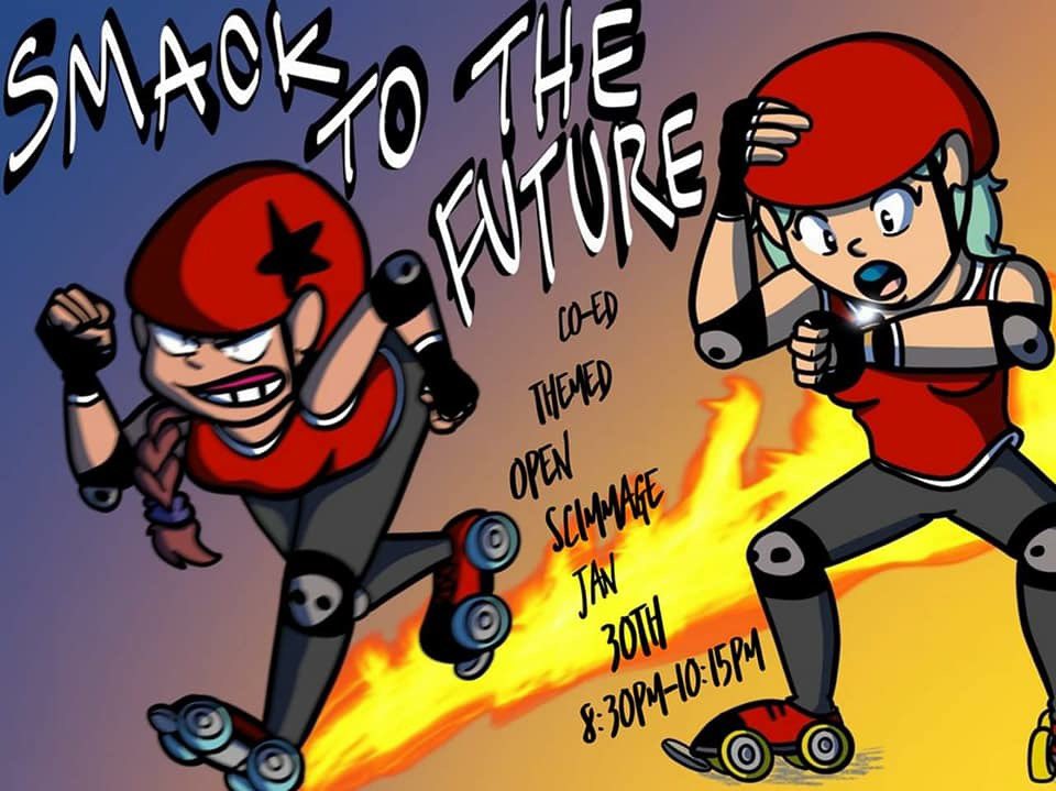 IEDerbyDivas's tweet photo. Two more days until our monthly THEMED open scrimmage night!! Do you have your costumes ready?? Who is your favorite character in The Back To The Future movies?? #iedd #iederbydivas #themedopenscrimmage #comeskatewithus https://t.co/MThL2J8evG
