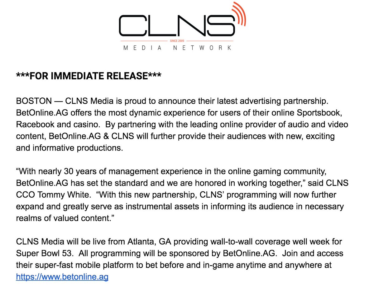 CLNS Media is down in Atlanta for #SuperBowLIII - being powered by <a href="/betonline_ag/">BetOnline</a> 

FULL DETAILS