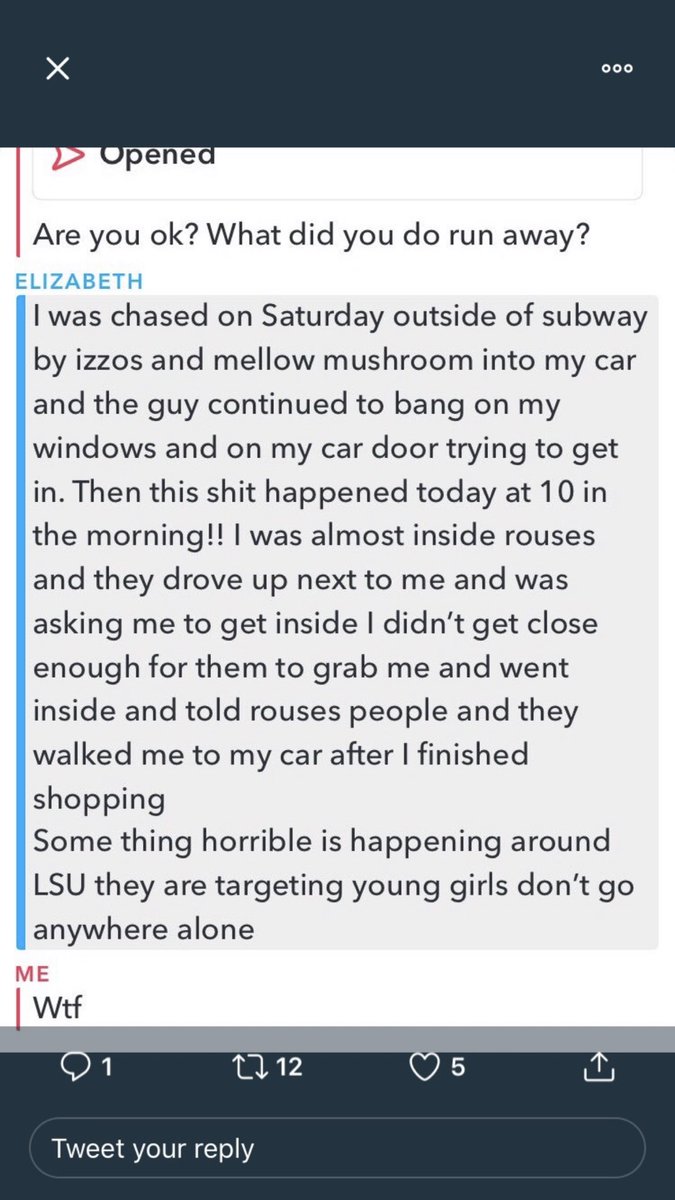 heyitsraye02's tweet photo. ‼️LSU GIRLS‼️ this has been happening a lot on/around campus lately, be aware of your surroundings and try to not go places alone https://t.co/d98pDmg7LO