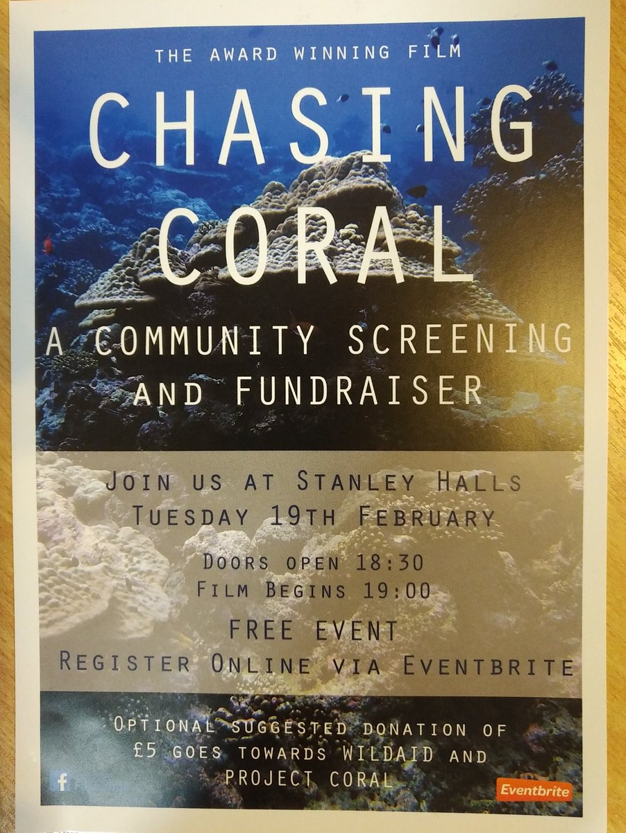 FREE Film Night: Chasing Coral
Tuesday, 19th February @ 8:30pm 
Stanley Halls, 10 South Norwood Hill. 
Book Online via Eventbrite;
eventbrite.com/e/chasing-cora…
#Norwood #Croydon #London