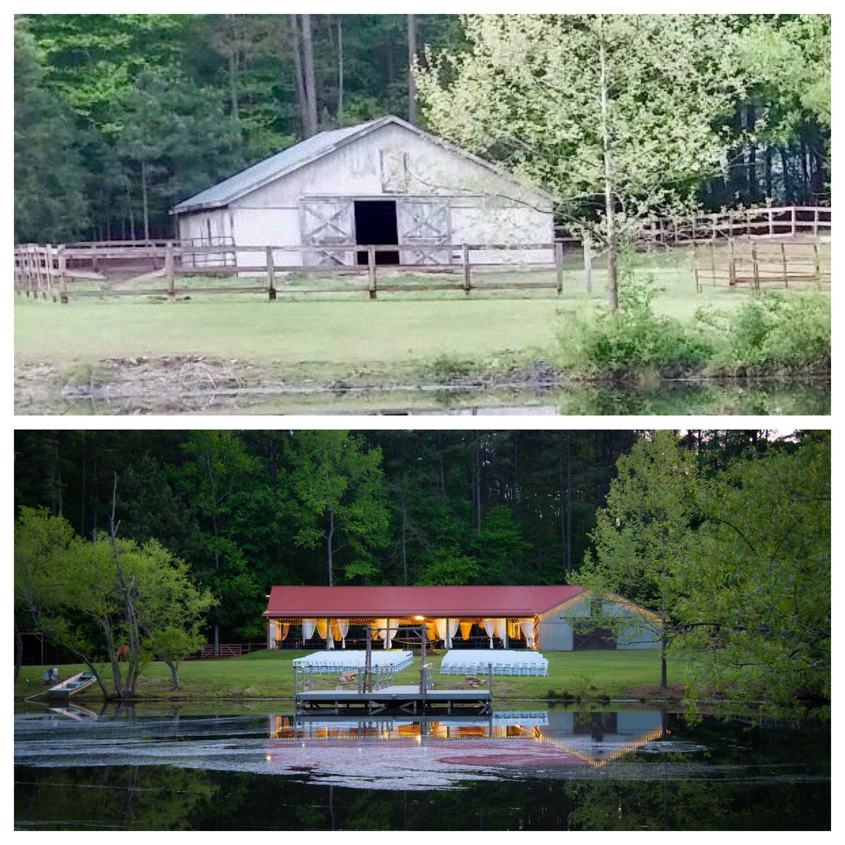 Morris Peaceland Farm from 1999 to present day! #TransformationTuesday #mpf #weddingvenuesofnc #memoriesmadehere #raleighwedding #barnwedding #rusticwedding
