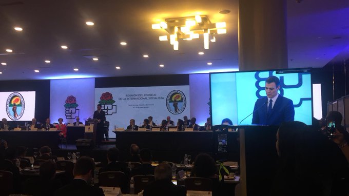 Pedro Sánchez interviene en la clausura del Consejo de la Internacional Socialista en República Dominicana.