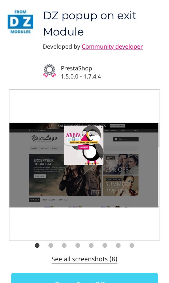 Support__PS's tweet image. DZ popup on exit Module addons.prestashop.com/en/pop-up/3982…