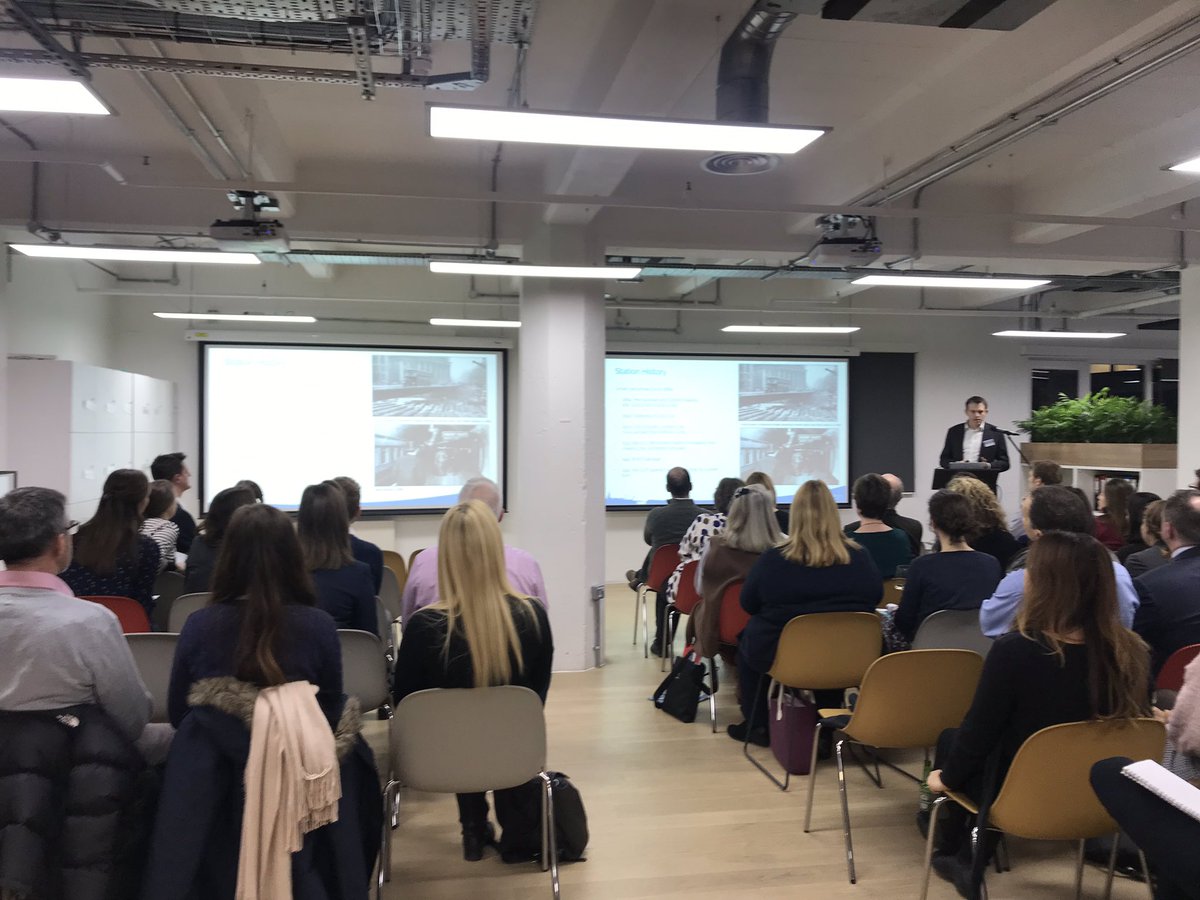 transportwm's tweet photo. Lead Engineer, Phil Hallinan #RobertBirdGroup, outlines the structural design plans for the Bank Station Capacity Upgrade and the complexity of the infrastructure constraints above and below ground #networking #womenintransport #Rail https://t.co/dqDRHp9YWB