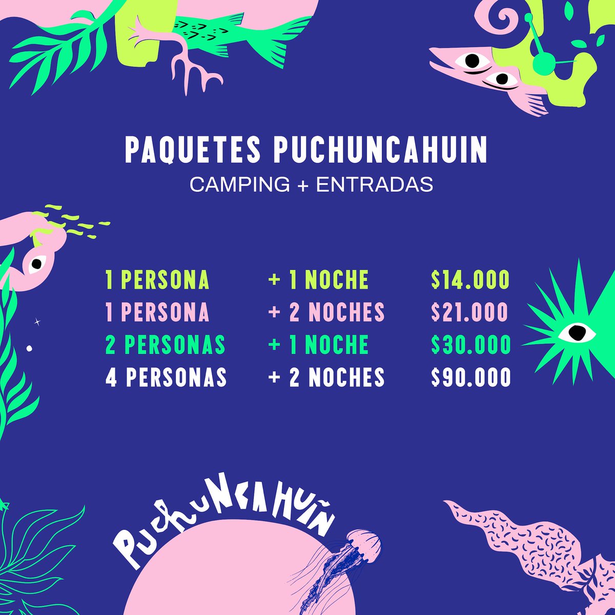 ¿Estás sintiendo más que nunca el calor del verano? ¡Te esperamos en #puchuncahuin2019 ⛱🏔🏕! 
Paquetes PUCHUNCAHUIN⚡️🙌🏼☀️ 
•Parque Cachagua sector pérgola•
Camping + Entradas 🙈
Ingresa al link y vive la experiencia 👇🏻💫

ticketmundo.cl/Evento/Festiva…