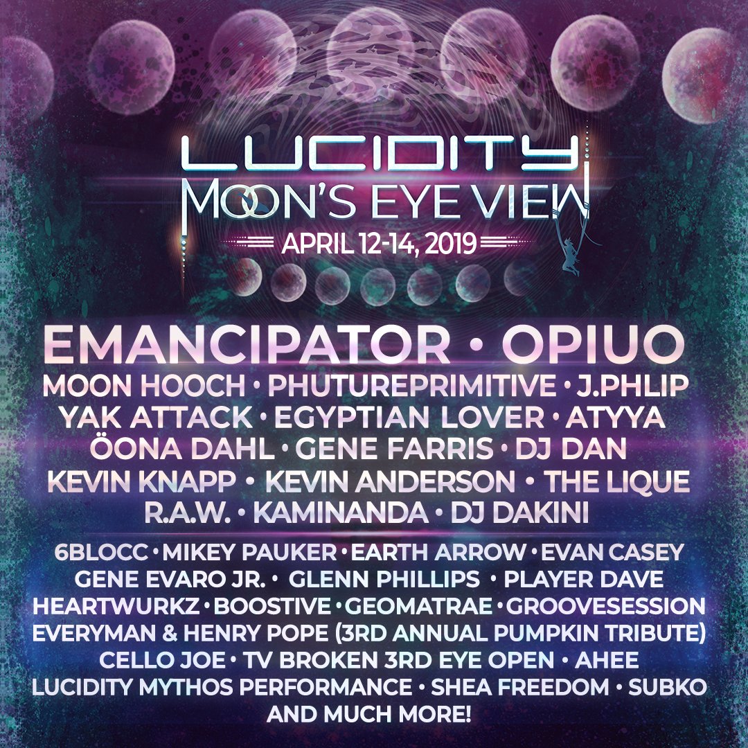 LucidityFest's tweet photo. Dive into the Music and learn more about each of the musicians on the #LucidityFestival lineup this year at #MoonsEyeView πΆ https://t.co/uOE2DkjpHw https://t.co/x7R099kT7f