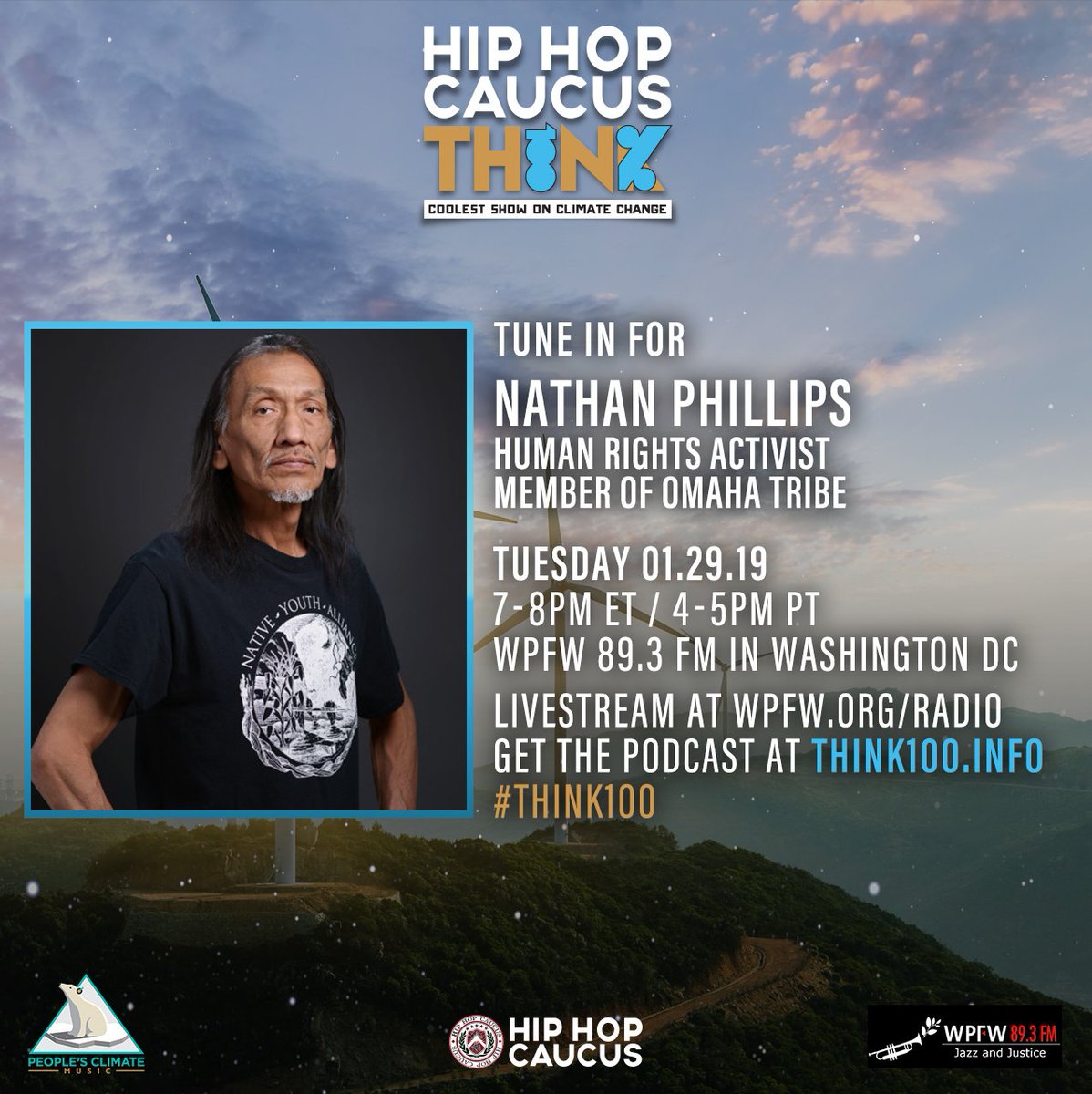 HipHopCaucus's tweet image. Check out this weeks episode of #Think100 for an exclusive one on one with #NathanPhillips on the events that happened during the #IndigenousPeoplesMarch and his take on it.

Go to: think100.info and subscribe

#HipHopCaucus #IndigenousRights #NoDAPL #ClimateChange