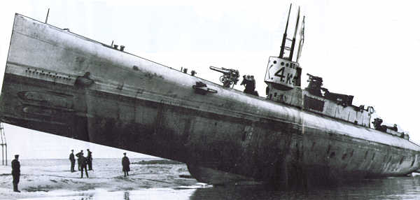 This thing here, shown in a rare position of safety, is a British K-Class submarine.