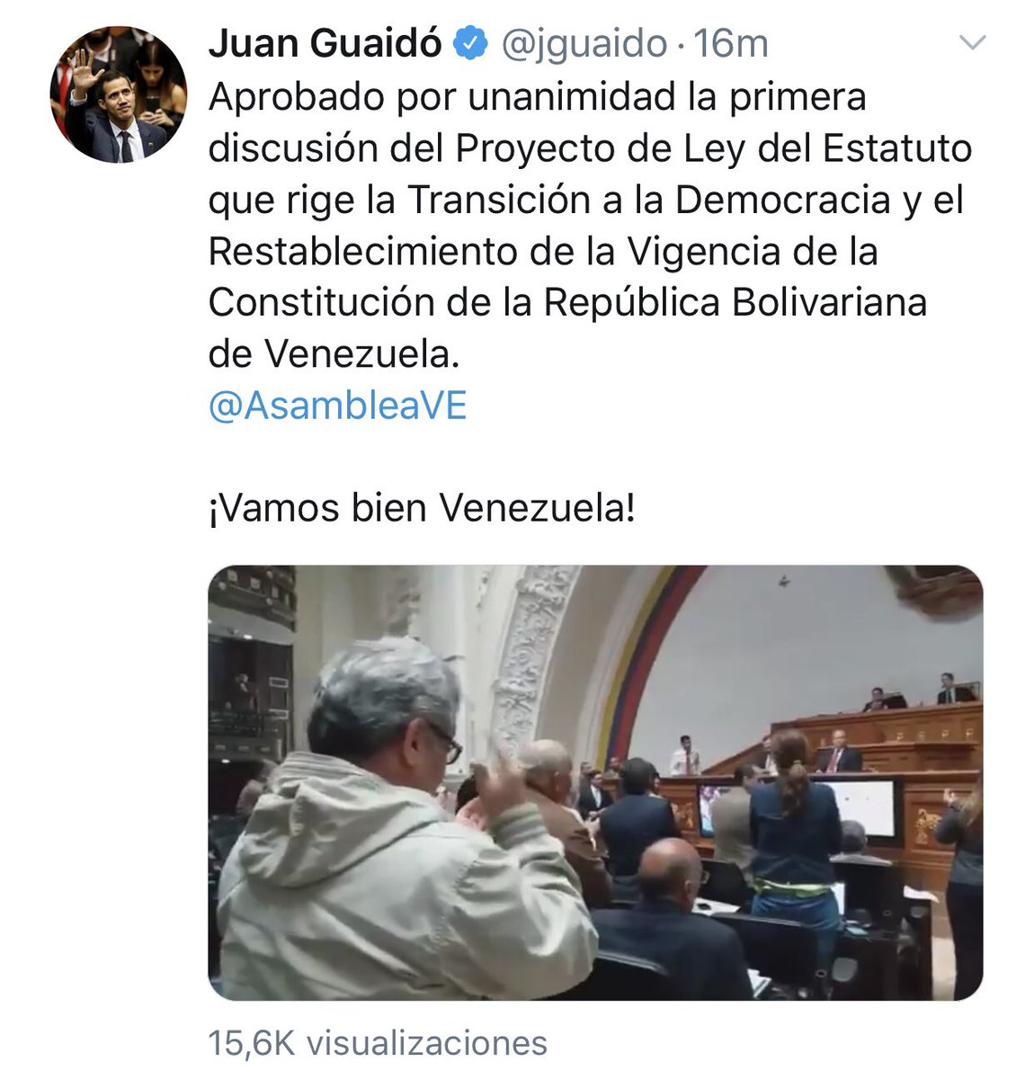 VPITV's tweet photo. #Ahora Aprobado por unanimidad la primera discusión del Proyecto de Ley del Estatuto que rige la “transición a la democracia” y el restablecimiento de la vigencia de la Constitución. Vía @jguaido #29Ene https://t.co/puubqiXfEu
