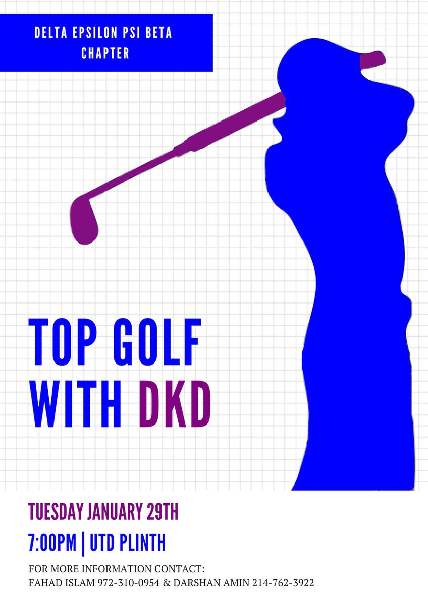 depsi_beta's tweet photo. Come meet the ladies of Delta Kappa Delta tonight and see if you can beat the Brothers of Delta Epsilon Psi at Top Golf! ⛳️⛳️⛳️ #DEPsi #DKD #CometsGoGreek https://t.co/Co2b3x4VSG