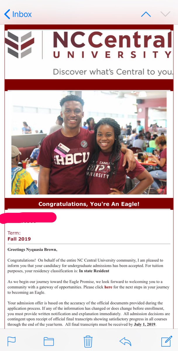 nyquasia2x's tweet photo. Can’t wait to get to my HBCU ♥️🦅 #NCCU23 #AcceptanceChallenge #NCCUAdmissions #NCCU 🥶 https://t.co/D6V3M99AD5