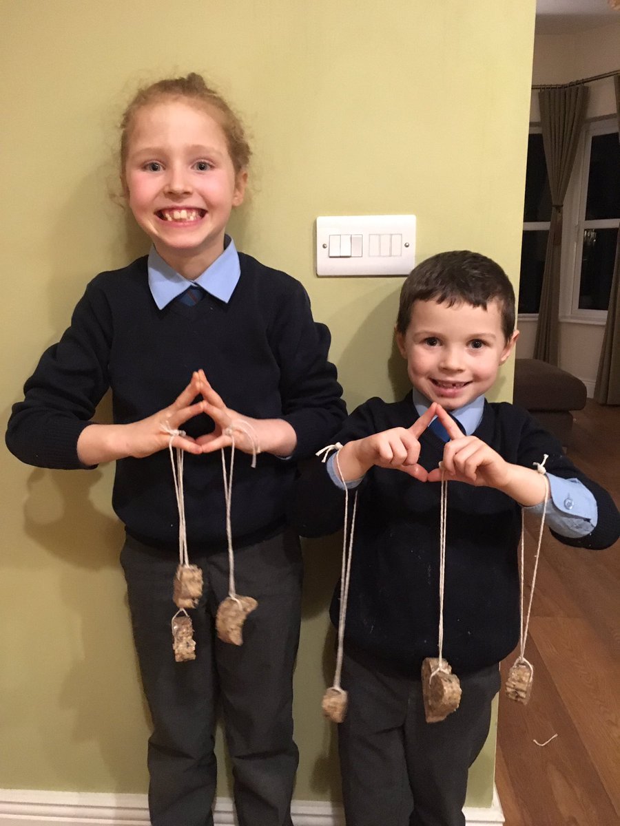 ENolan82's tweet photo. @MrsByrneRNS @Mr_WrightRNS @RathnureNS Katie and Conor keeping their biodiversity pledges. Some fat ball bird feeders for this cold snap! https://t.co/pzTMJelMhV