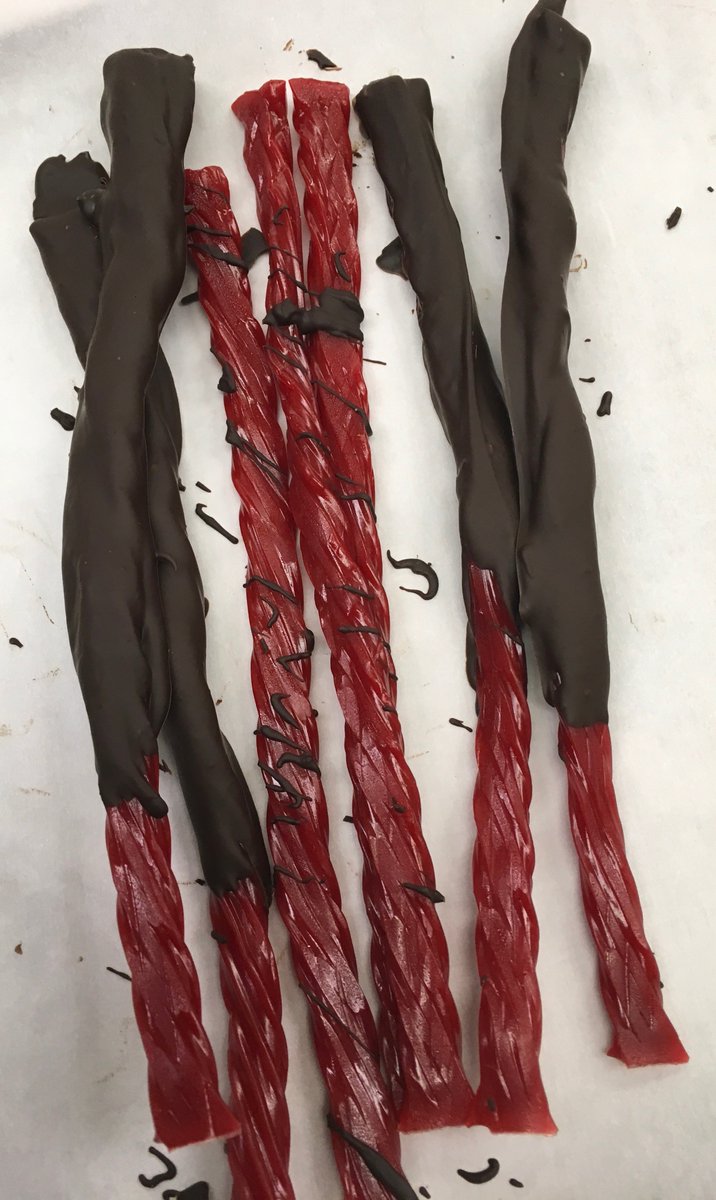 CCGChocolates's tweet image. It's not Bacon but its Delicious.  Chocolate Covered Twizzlers!  Also Chocolate Roses!  Carella's CHocolates.