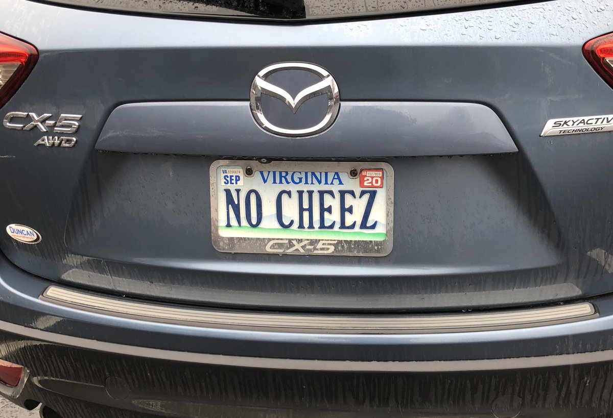 VAVanityPlate's tweet photo. I try to not get too political with my vanity plate endorsements, but this is one I just can’t get behind #YesCheez @cheezit https://t.co/3TKrjbeKli