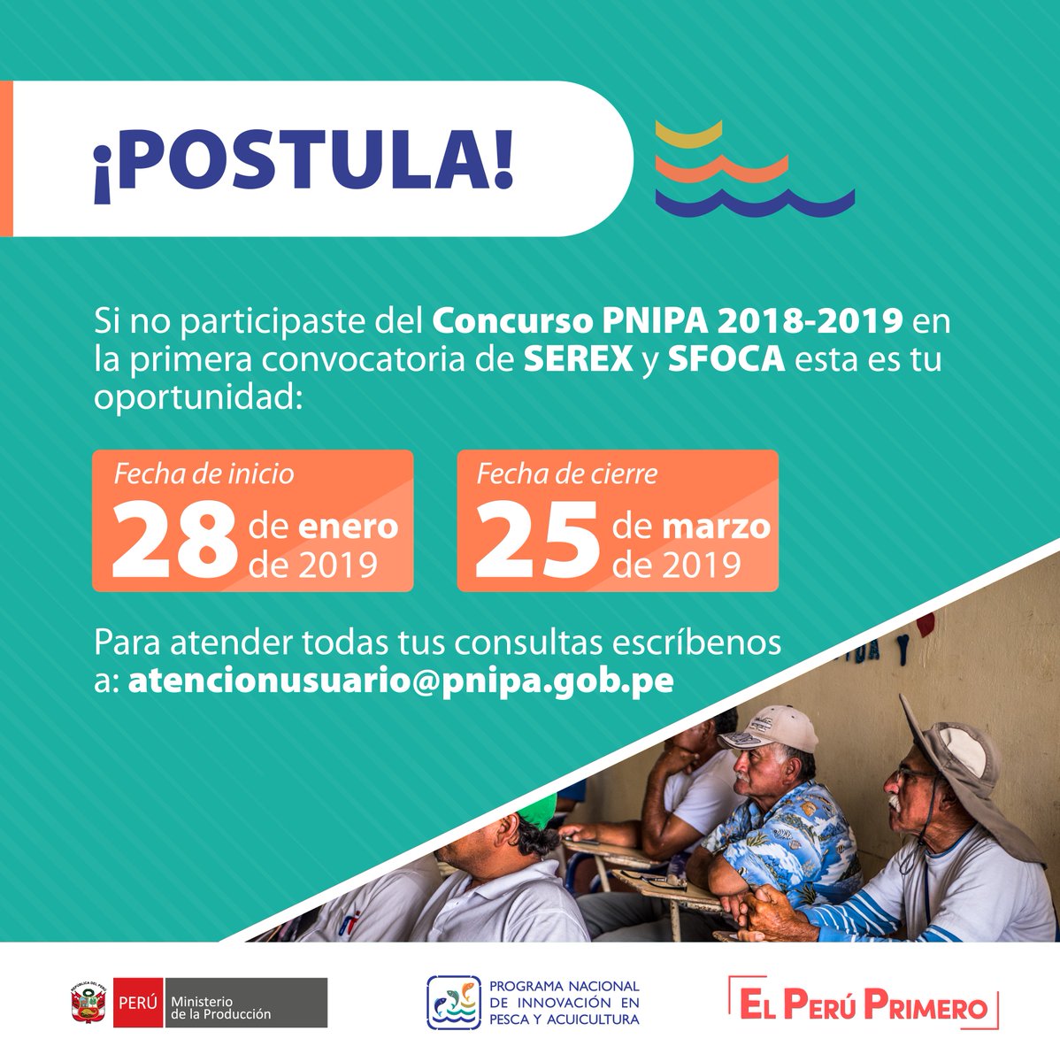 PNIPAPeru's tweet image. #SEREX #SFOCA 
Presenten sus propuestas hasta el 25 de marzo. #SociosPorLaInnovación para fortalecer las capacidades del talento humano del sector. 🐟🐟💪💪