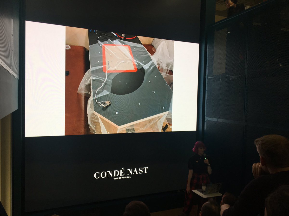 webdeldn's tweet photo. The "horror story" of @ThisIsJoFrank's twitter-controlled led-colored wedding dress at #WEBdeLDN https://t.co/DPn0wCu24f