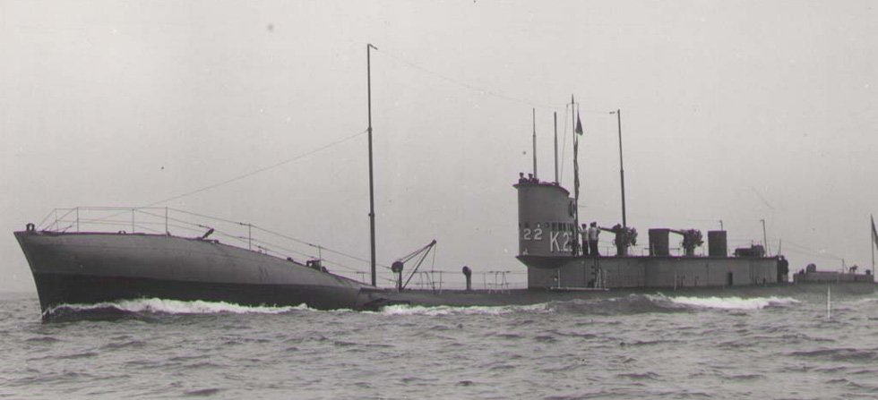 K13 sank on trials after some of the many holes in the hull were left open. 31 men died. The navy hauled her back out, repaired her, and changed her number to K22. Nobody was fooled - the "Kalamity Klass" had already become notorious.