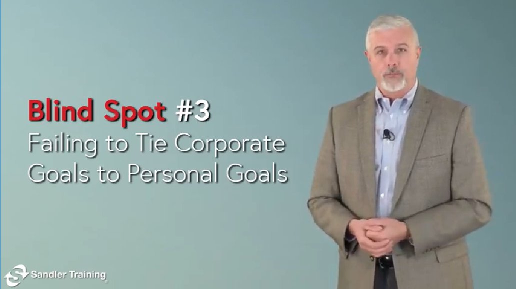 We have company goals & departmental goals. The blind spot: those goals are typically not tied into personal goals.

Learn how to get rid of this blind spot with this short video: buff.ly/2Baa1TJ

#BlindSpot #CorporateGoals #PersonalGoals #SandlerTraining