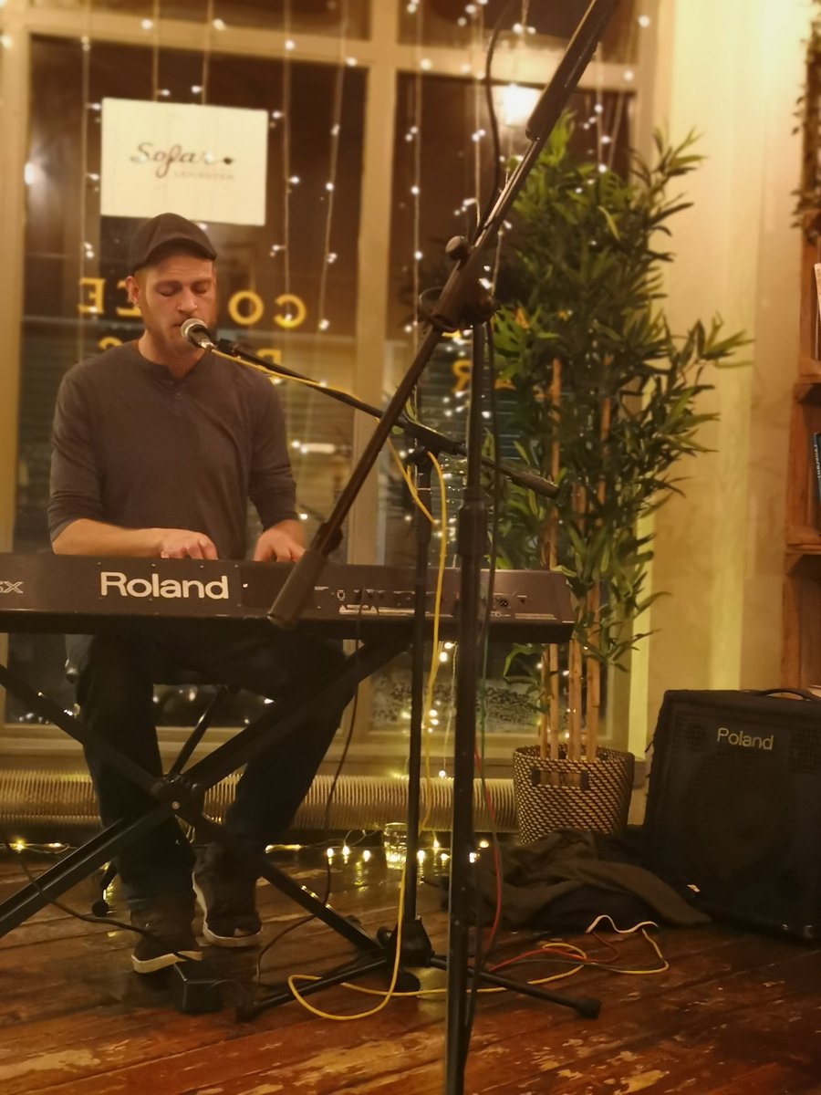 Our first musician, Mike Sole, gracing us with his beautiful voice and piano playing #SofarSounds #Leicester #stmartinscoffeeshop