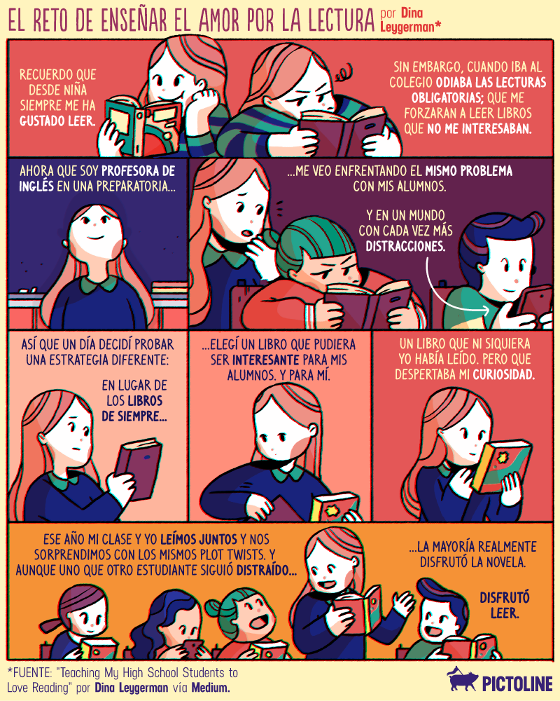 pictoline's tweet photo. "El reto de enseñar el amor por la lectura" por Dina Leygerman ❤️👦📚👧❤️ https://t.co/loc8DTG46F