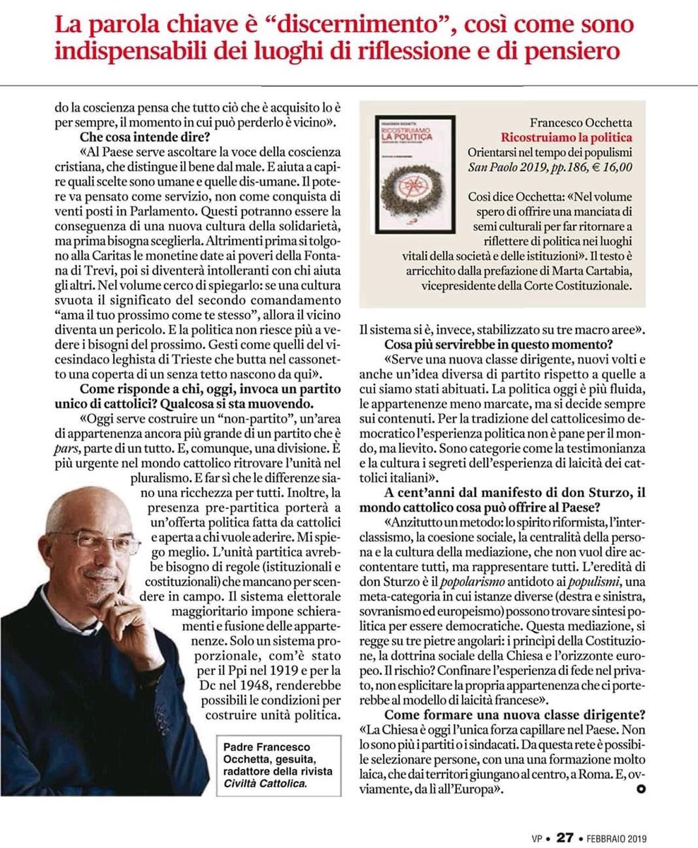 “Oggi serve costruire un ‘non-partito’, un’area di appartenenza ancora più grande...” una mia breve intervista grazie a Vita Pastorale <a href="/SanPaoloEditore/">Gruppo Editoriale San Paolo</a> <a href="/fam_cristiana/">Famiglia Cristiana</a> #formpol #ricostruiamolapolitica