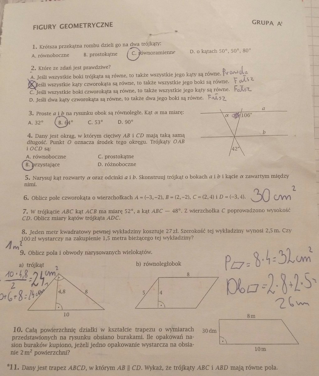 Figury Na Płaszczyźnie Sprawdzian Klasa 7 Matematyka Z Plusem Matematyka Z Plusem Klasa 7 Sprawdzian Figury Geometryczne - Margaret