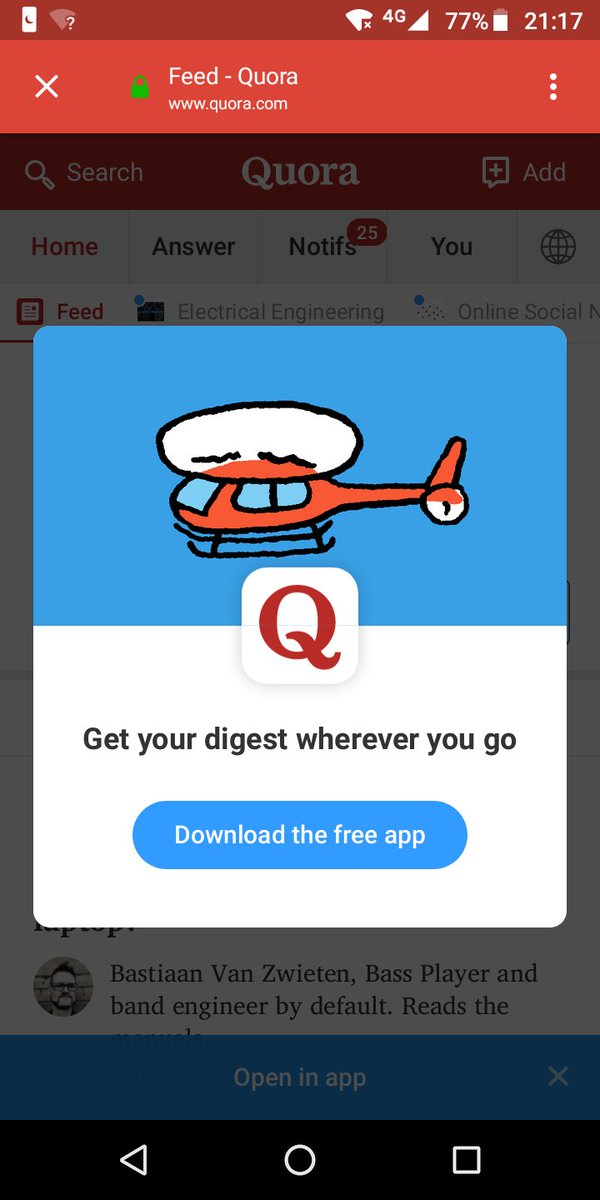 pepijndevos's tweet photo. Dafuq @Quora, you digest becomes more useless by the month. I used to be able to read the whole digest with one click, now I cannot even read one story without being harassed into using your app. https://t.co/FS0ue3LYbh