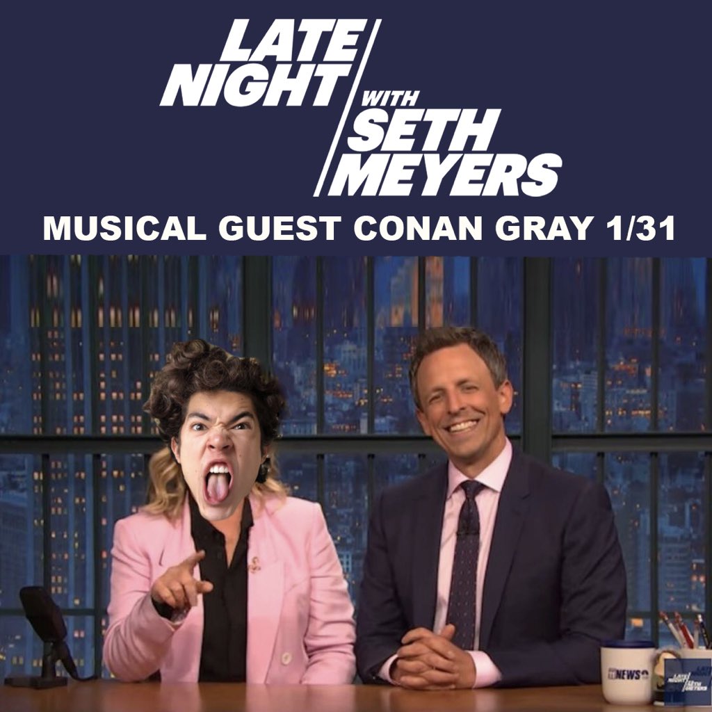 Y’ALL this is INSANE but YA BOI IS THE MUSICAL GUEST on @LateNightSeth Thursday 1/31 !!!!! I’M SHAKIN IN MY COWBOY BOOTS!!!!! big thanks to @sethmeyers & #LNSM for having me out, see y’all there 12:35/11:35c ⚡️