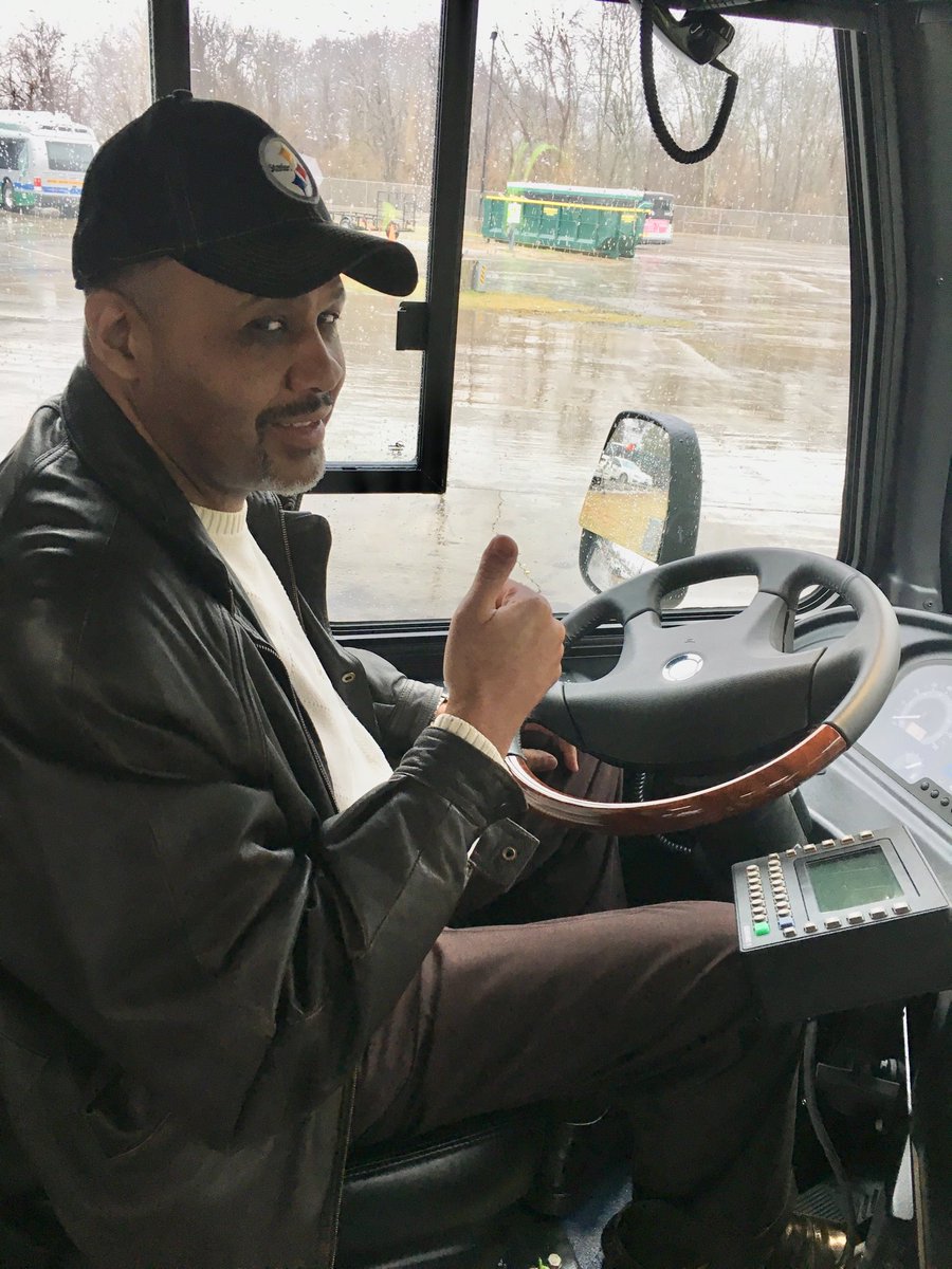 GTAHEAT's tweet photo. George...with GTA almost since it’s inception in 1991 takes his turn at training on the new battery-electric bus! #insidegta #plugnride #thefuture iselectric https://t.co/gaojGmnu5o
