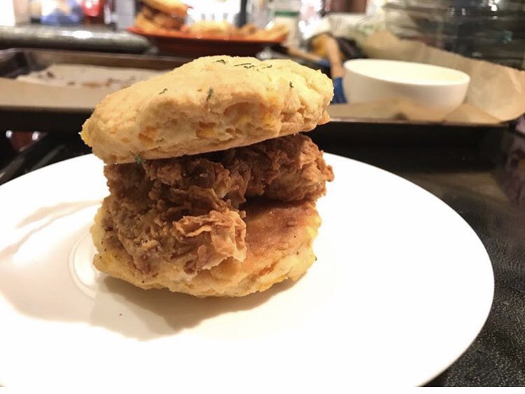 Vegan Cheddar Biscuits with drummies from nuvegan cafe 