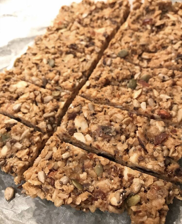 Vegan Oatmeal Cream pie; fig newton & berry bliss balls; granola bars 