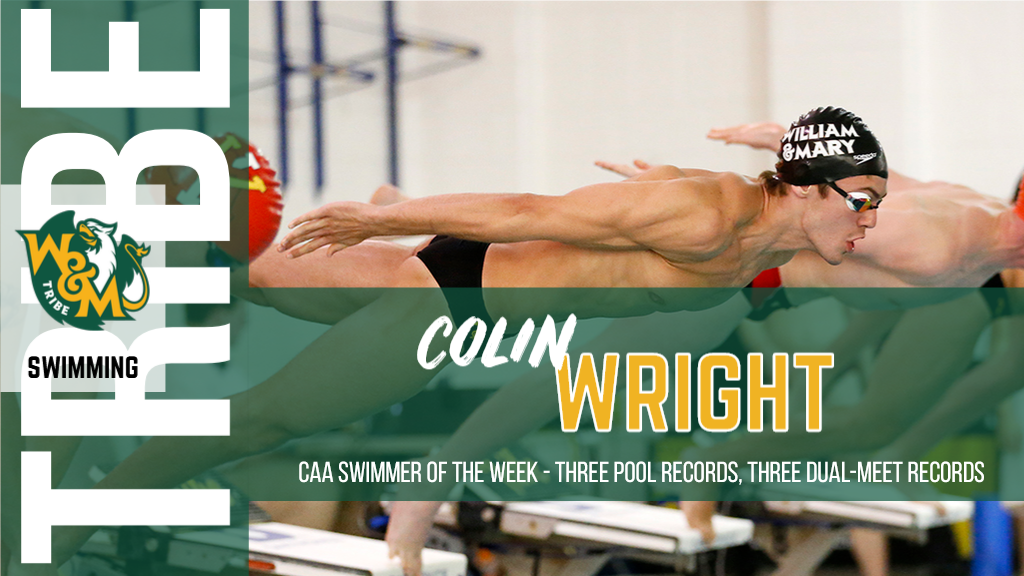WMTribeSwim's tweet photo. Congrats to Colin Wright, named the CAA Swimmer of the Week for the second time this season after setting three pool and dual-meet records last weekend against VMI! #gotribe https://t.co/46mJTAhsao