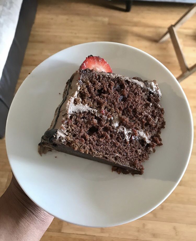 Vegan vanilla bean cupcakes; sour cream cake; chocolate cake with buttercream icing 