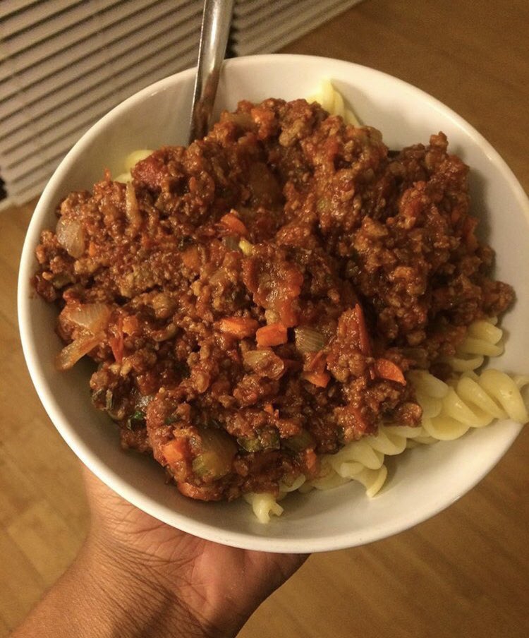 Vegan Bolognese; mushroom tagliatelle 