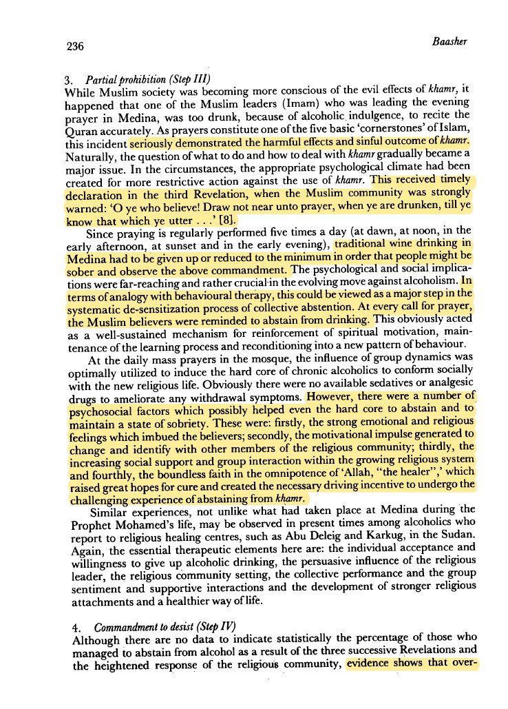 Islam successfully removed alcoholism from Arabia via it's step by step prohibition in the Middle Ages, by replacing dependency on alcoholism with a religious community that supported addicts. Religion is the most effective way to combat addiction https://onlinelibrary.wiley.com/doi/abs/10.1111/j.1360-0443.1981.tb00230.x