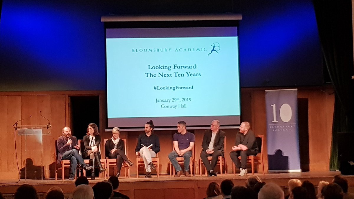 Enjoyable evening chairing #lookingforward event with <a href="/BloomsburyAcad/">Bloomsbury Academic</a> &amp; 6 great authors looking ahead to the next 10 years. 

Possible highlight: audience member puts his hand up &amp; says, ‘I’m 80 &amp; to be honest, not that excited about the next ten years’.