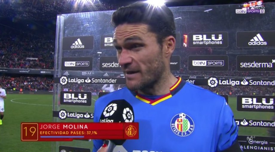 Jorge Molina, tras el Valencia-Getafe.