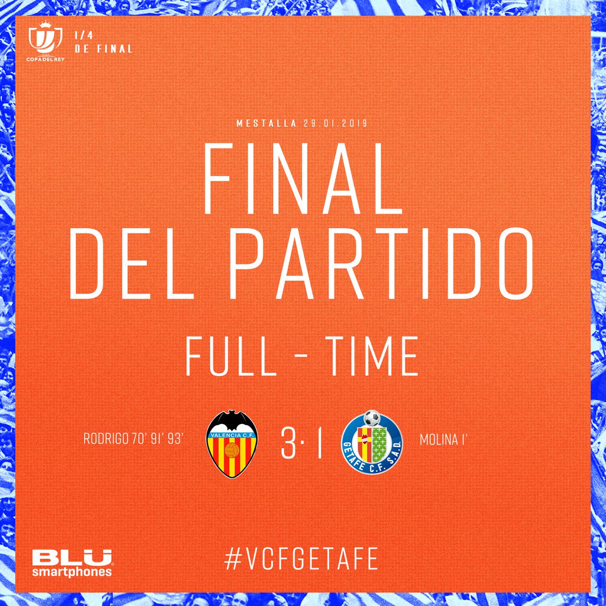 valenciacf's tweet photo. #VCFGetafe 🏆 #CopaDelRey

FINAAAAAAAL FINAL FINAL FINAL 

3-1 ⚽ 93' 🕰 VA POR VOSOTROS, AFICIÓN 🖤

#BroncoYCopero https://t.co/XcHAUoidz7
