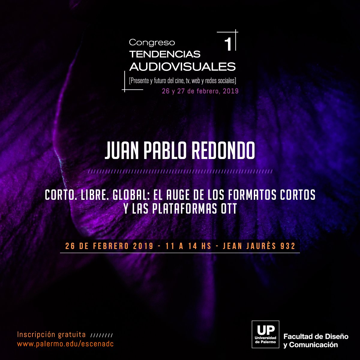 JPeRedon's tweet photo. El 26 de Febrero voy a hablar de #SeriesCortas, #Plataformas y #CoproducciónInternacional en el Congreso de #TendenciasAudiovisuales de la UP @udepalermo. Están todos invitados. @teatrodc 
Más info: https://t.co/9XYEYFDrT2
#WebSeries #SeriesCortas https://t.co/e0nPeiNw0M